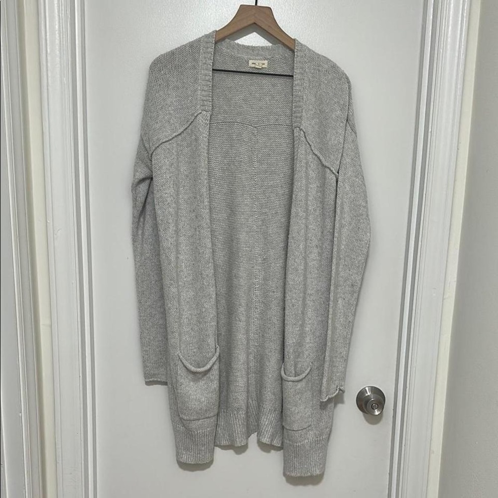 Silence +‎ Noise x Anthropologie | Woman's Grey Knit Long Oversized Cardigan, S